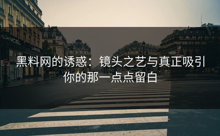 黑料网的诱惑:镜头之艺与真正吸引你的那一点点留白