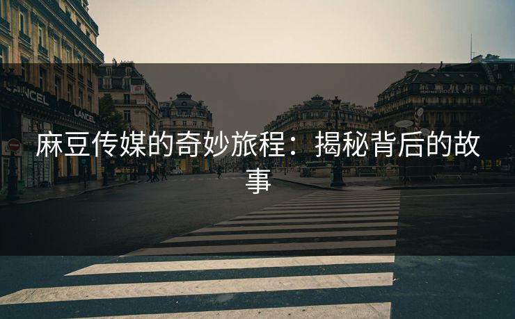 麻豆传媒的奇妙旅程:揭秘背后的故事