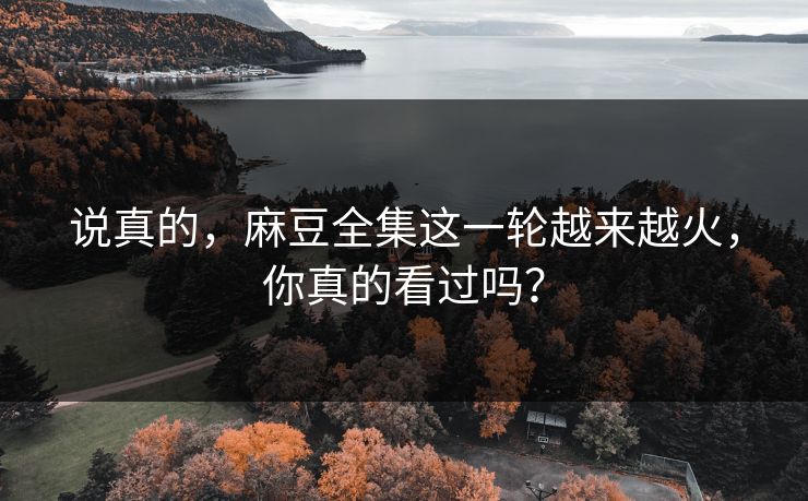 说真的,麻豆全集这一轮越来越火,你真的看过吗?